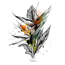 Fleur exotique en composition graphique raffin&eacute;e